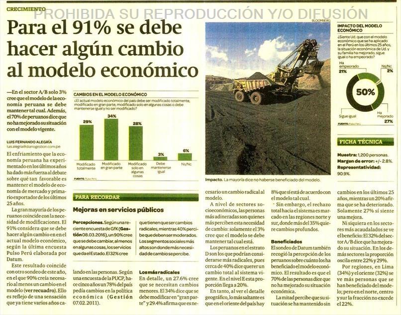 Para el 91% se debe hacer algún cambio al modelo económico